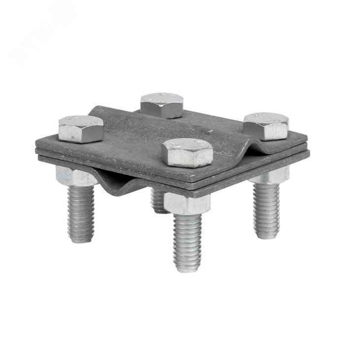 Соединитель крестовидный "прут-прут" с тремя пластинами (РФ)