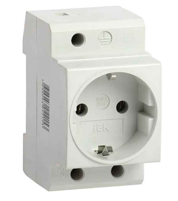 Розетка на DIN-рейку 16Ас заземлением IEK (РФ)